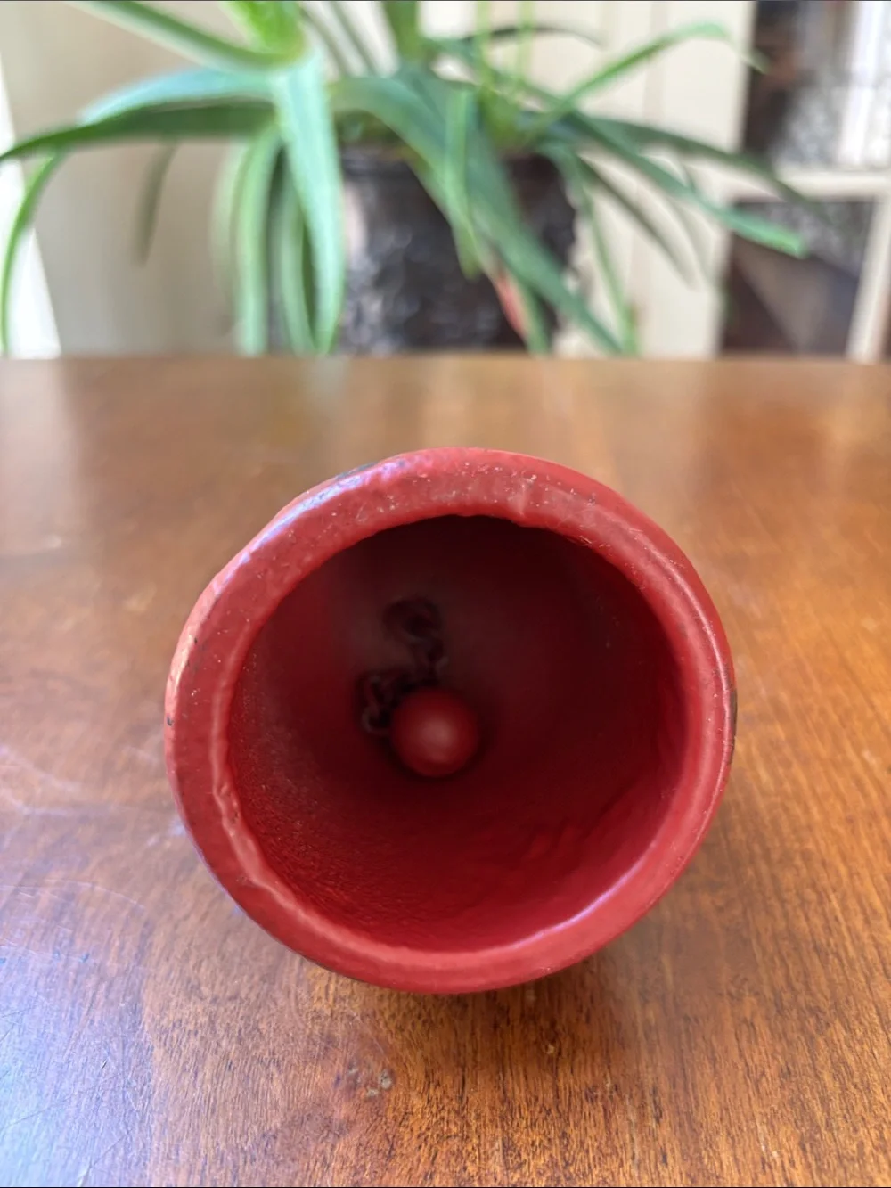 Cast Iron Bell Featuring A Red Bird/Cardinal On Top